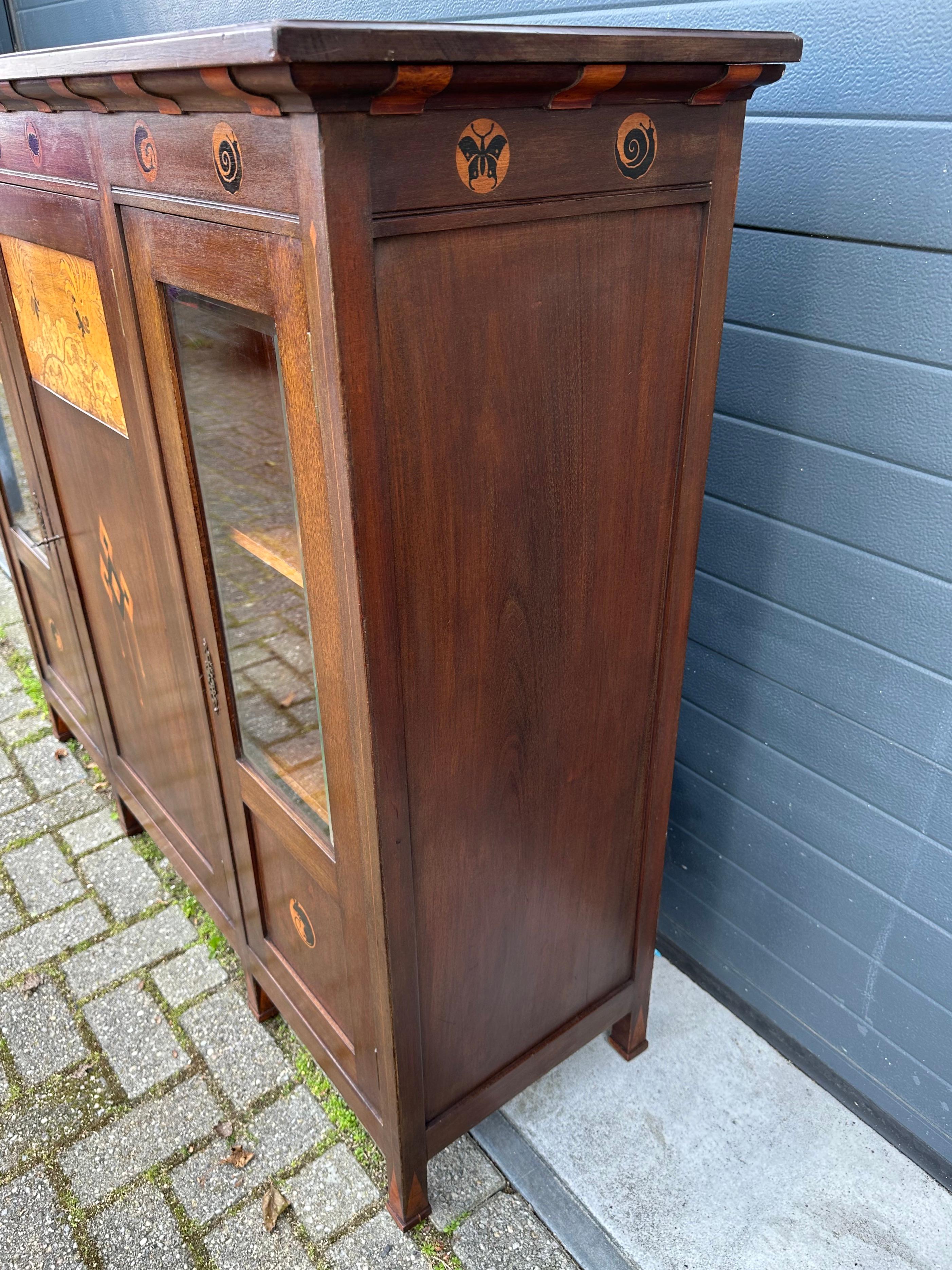 Dutch Important & Unique Arts & Crafts Bookcase Sideboard Cabinet by Napoleon Le Grand For Sale