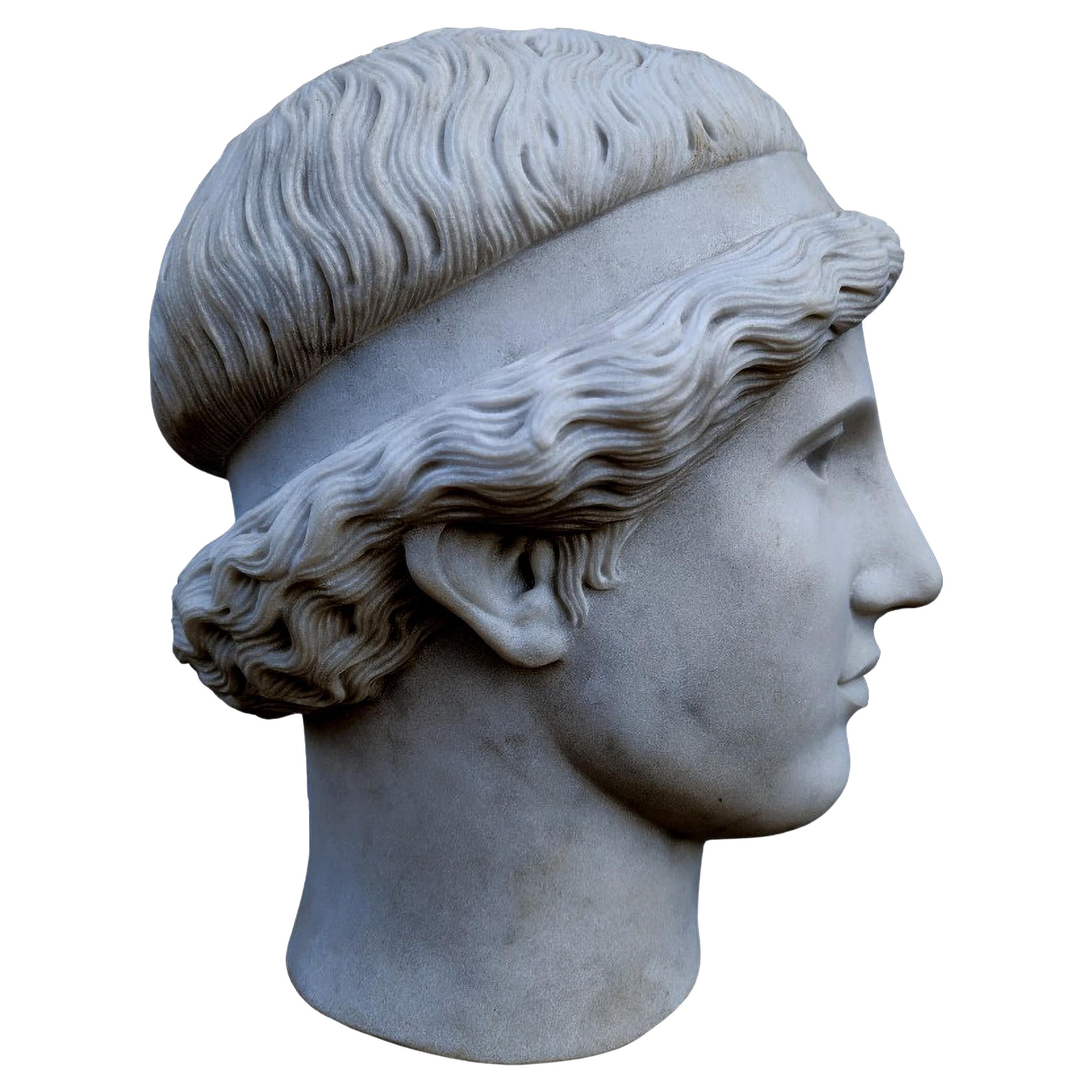 Importante sculpture italienne unique ATENA LEMNIA IN WHITE CARRARA MARBLE 19ème siècle