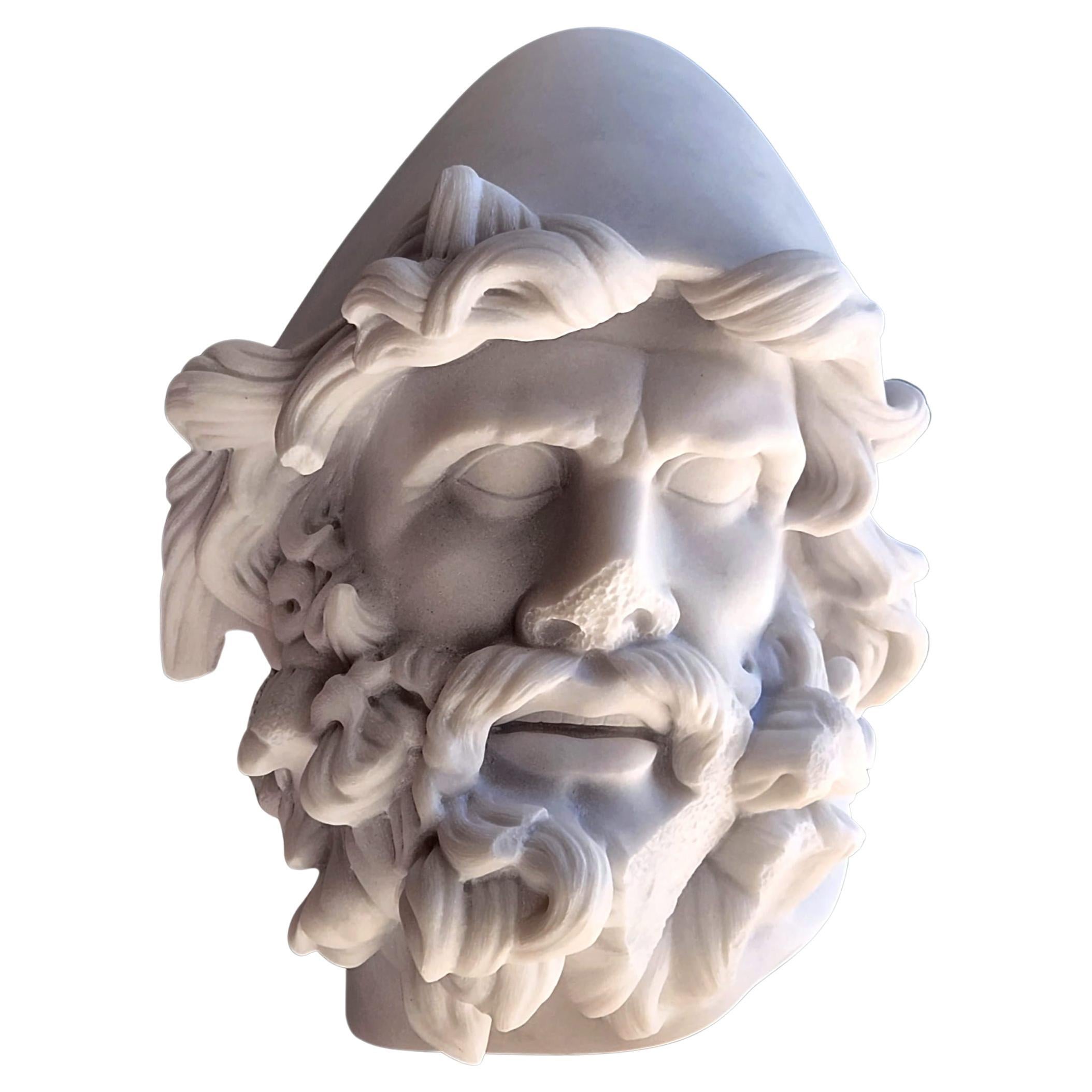 Important Unique Italian Sculpture "ULISSE"  HEAD CARRARA MARBLE 19th Cent. For Sale