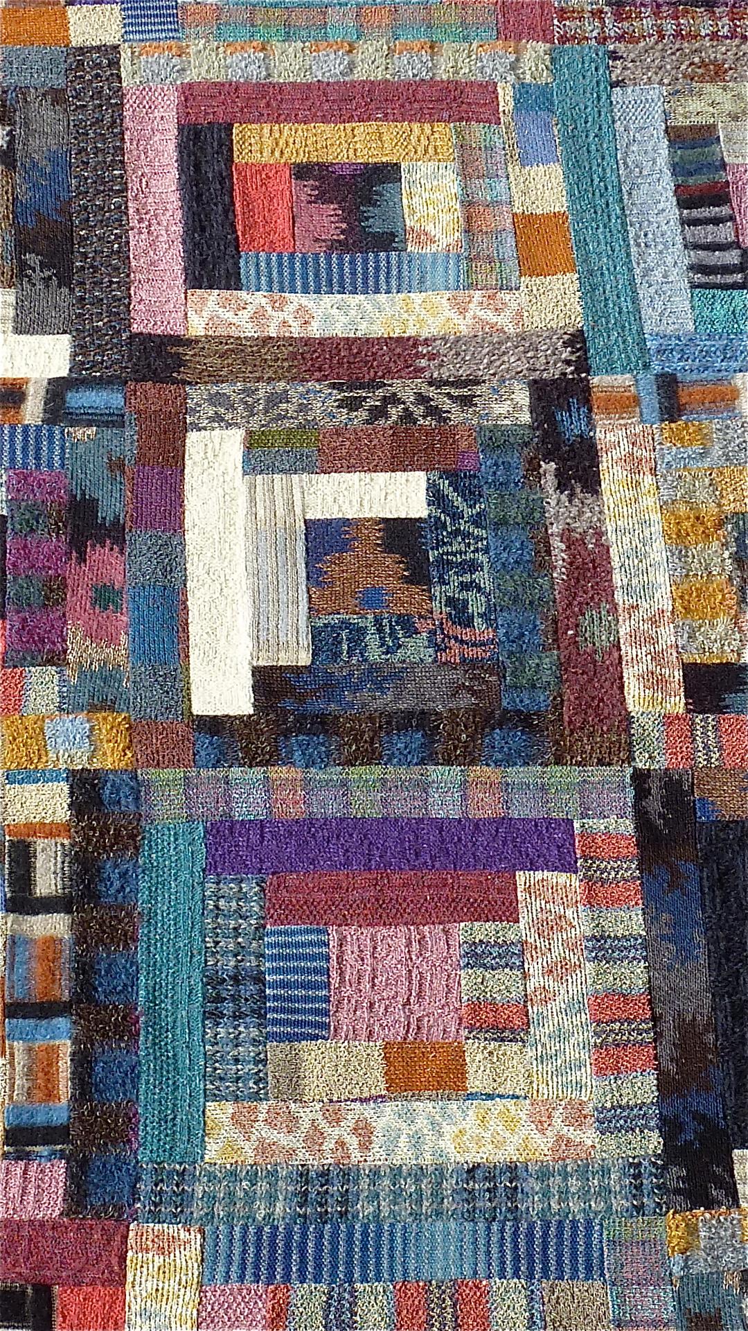 Wool Important Unique Large Missoni Carpet Saporiti Italia Patchwork Rug 1980 Labeled For Sale