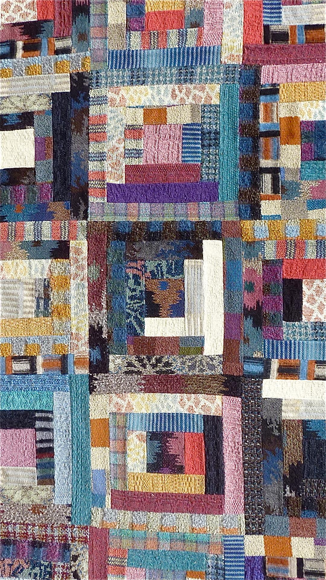 Fait main Grand tapis unique et unique Missoni, Saporiti Italia, patchwork, étiqueté de 1980 en vente