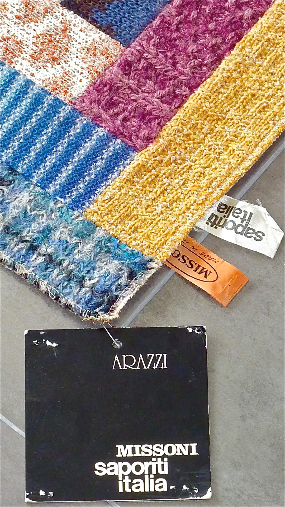 Importante Unico Grande Tappeto Missoni Italia Saporiti Italia Patchwork Tappeto 1980 Etichettato In condizioni buone in vendita a Nierstein am Rhein, DE