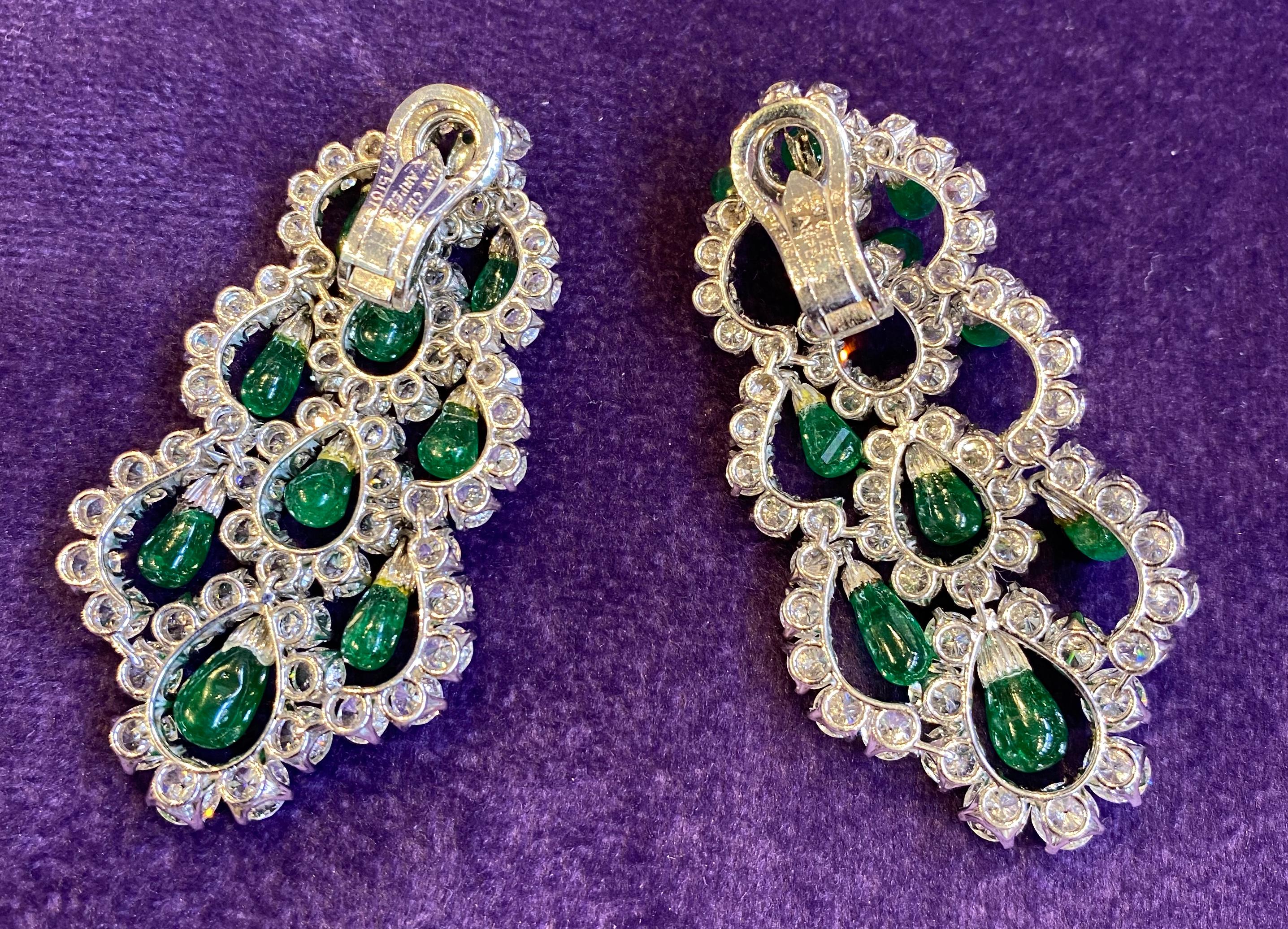 Women's Van Cleef & Arpels Dangling Emerald & Diamond Earrings