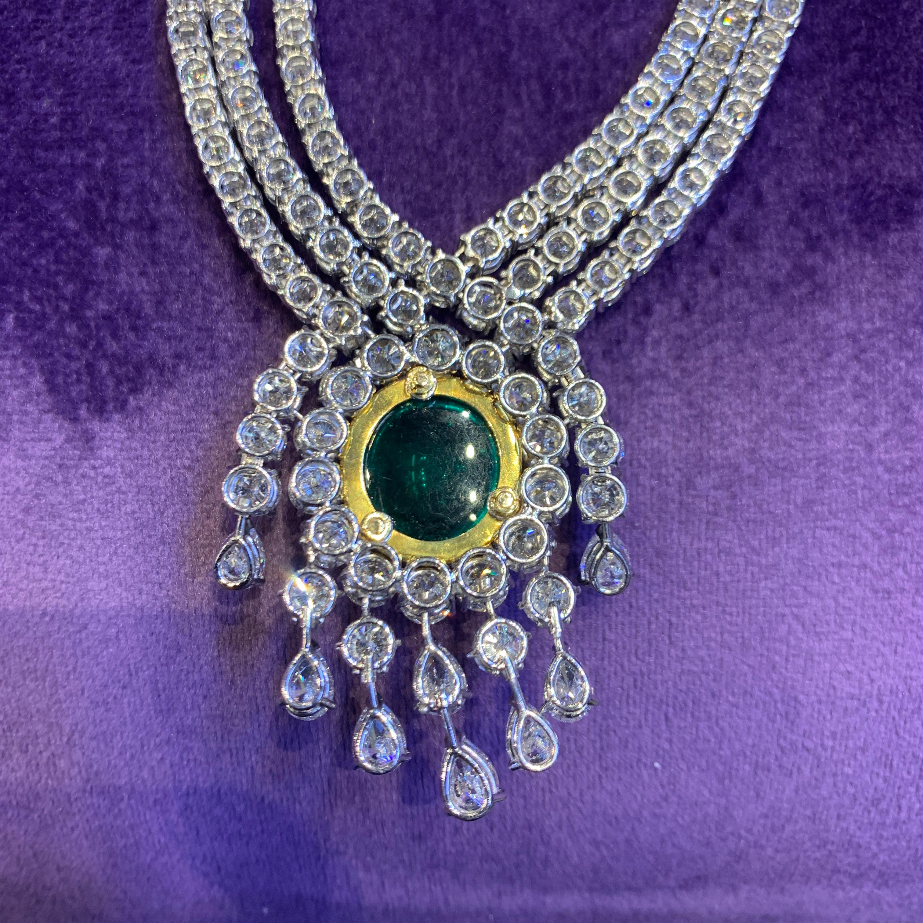 Women's Important Van Cleef & Arpels Diamond & Emerald Necklace For Sale