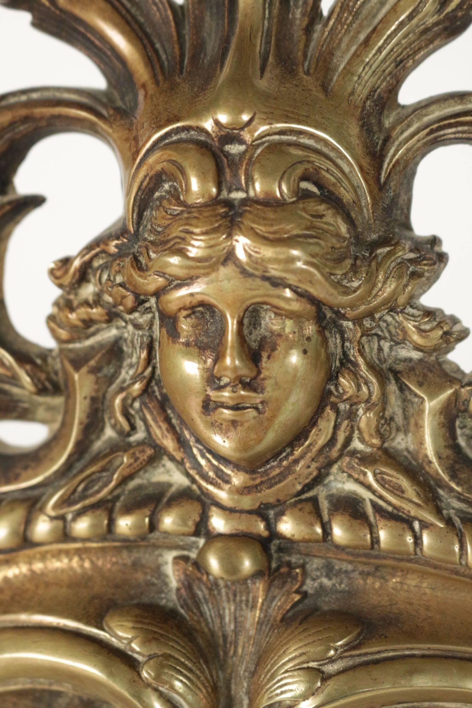 Patiné Important miroir de coiffeuse en patine bronze du 19ème siècle en vente