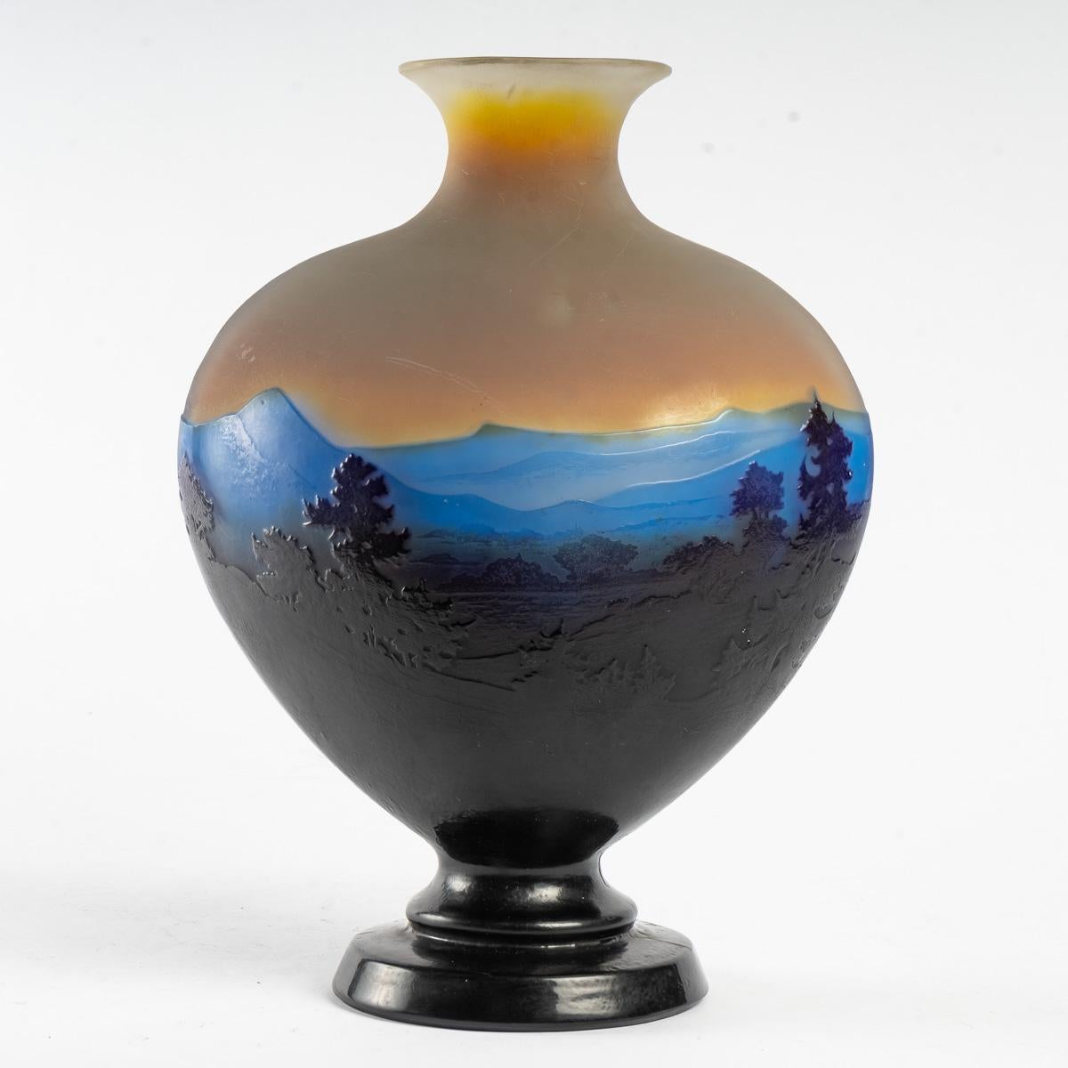 Glass Important Vase by Gallé, 1900