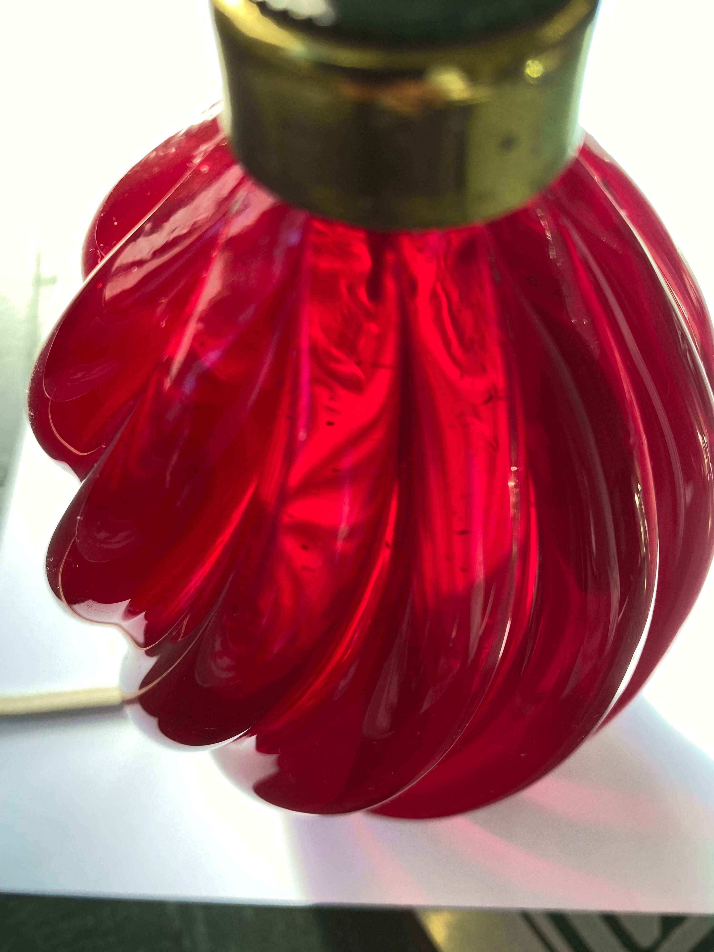 Important Venini Table Lamp in Red, Form 