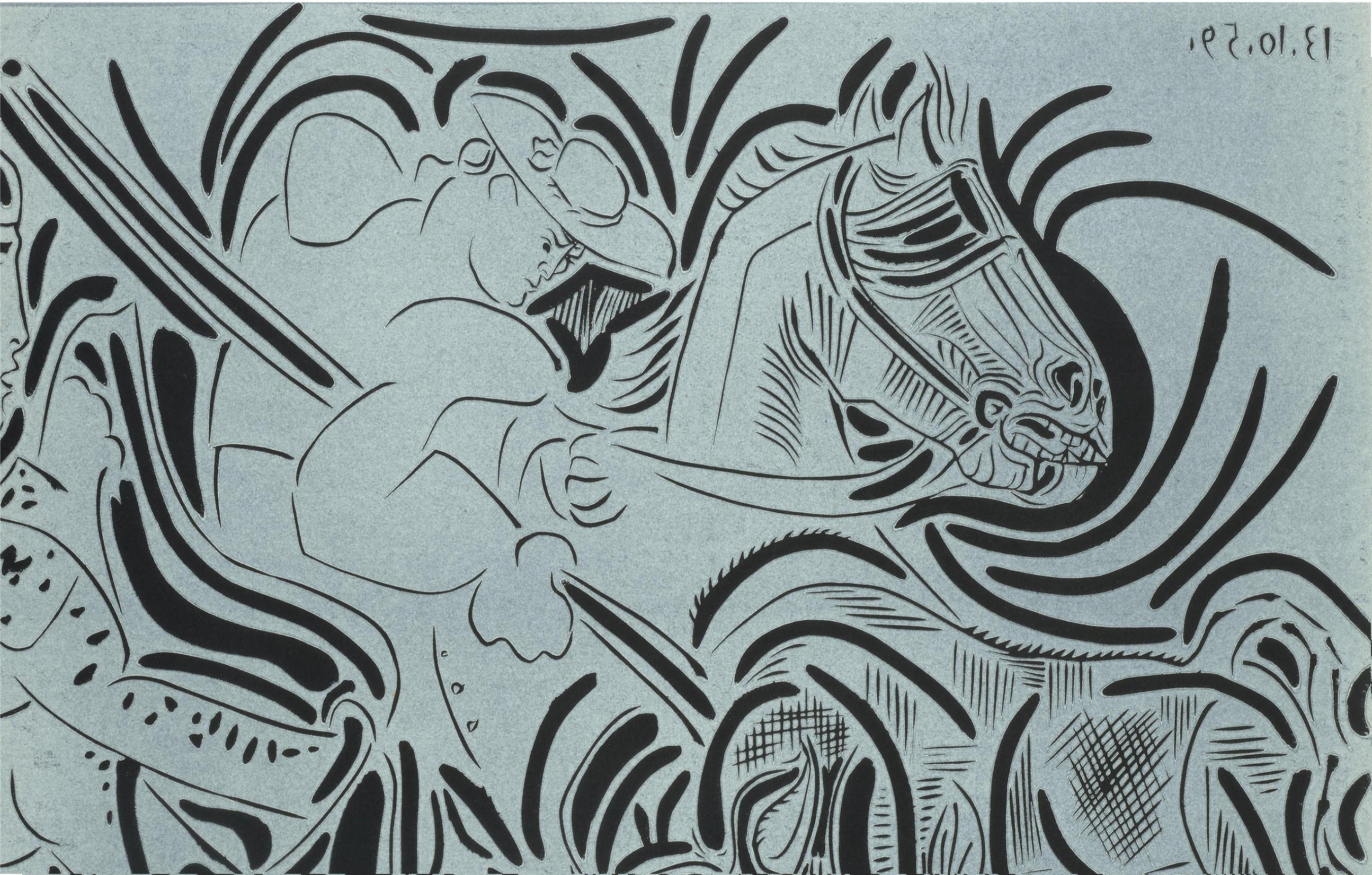 Wichtige sehr seltene gerahmte Original Pablo Picasso gerahmte Linolschnitt-Radierung  im Zustand „Gut“ im Angebot in New York, NY