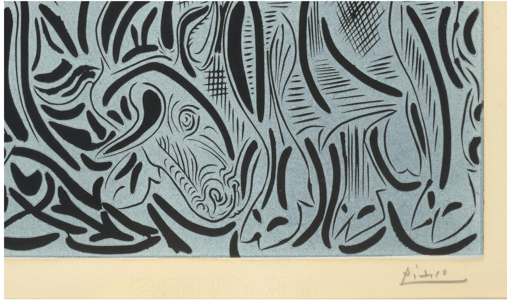 Wichtige sehr seltene gerahmte Original Pablo Picasso gerahmte Linolschnitt-Radierung  für Damen oder Herren im Angebot