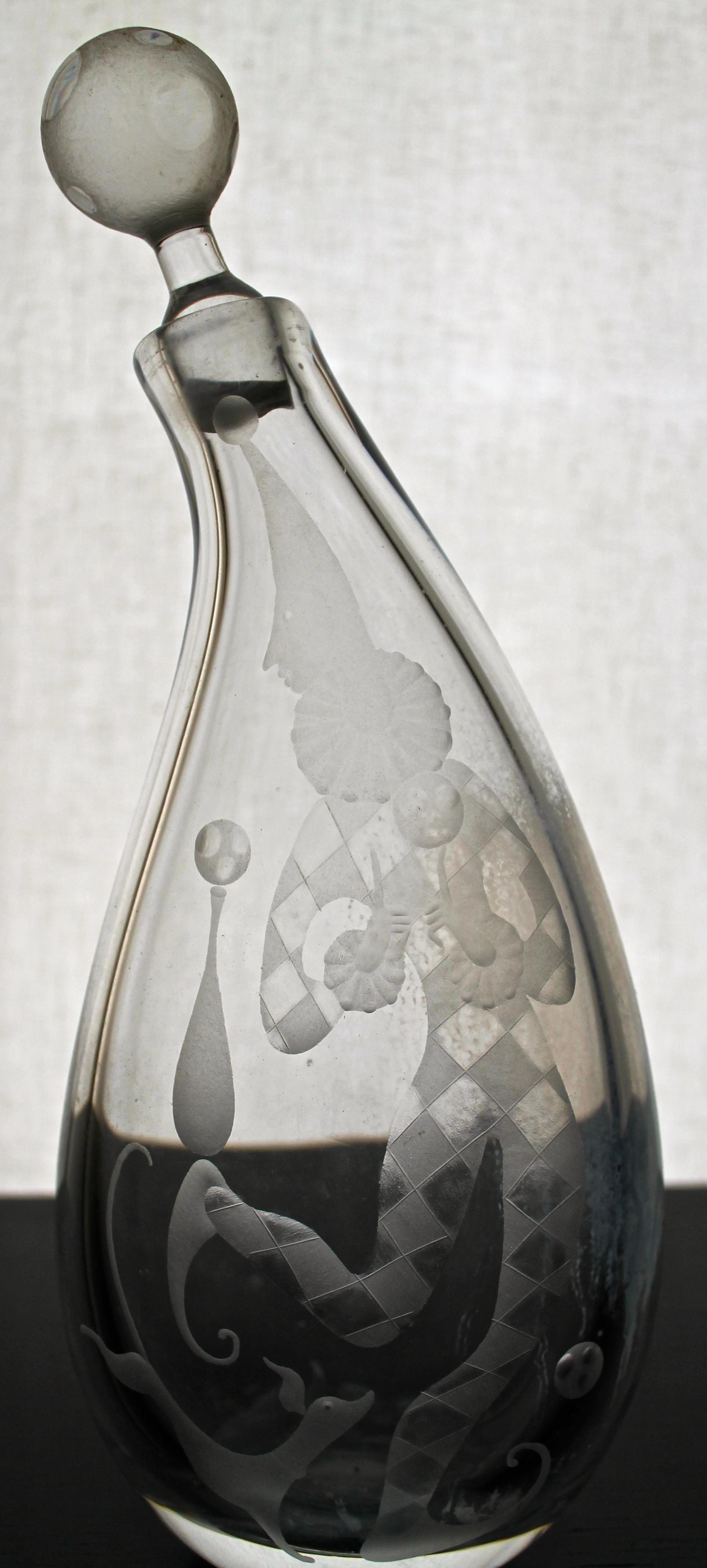 Mid-Century moderno Importante decanter Vicke Lindstrand per Kosta Boda in vendita