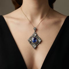 Important Victorian 14.68ct Burmese Sapphire and Diamond Pendant