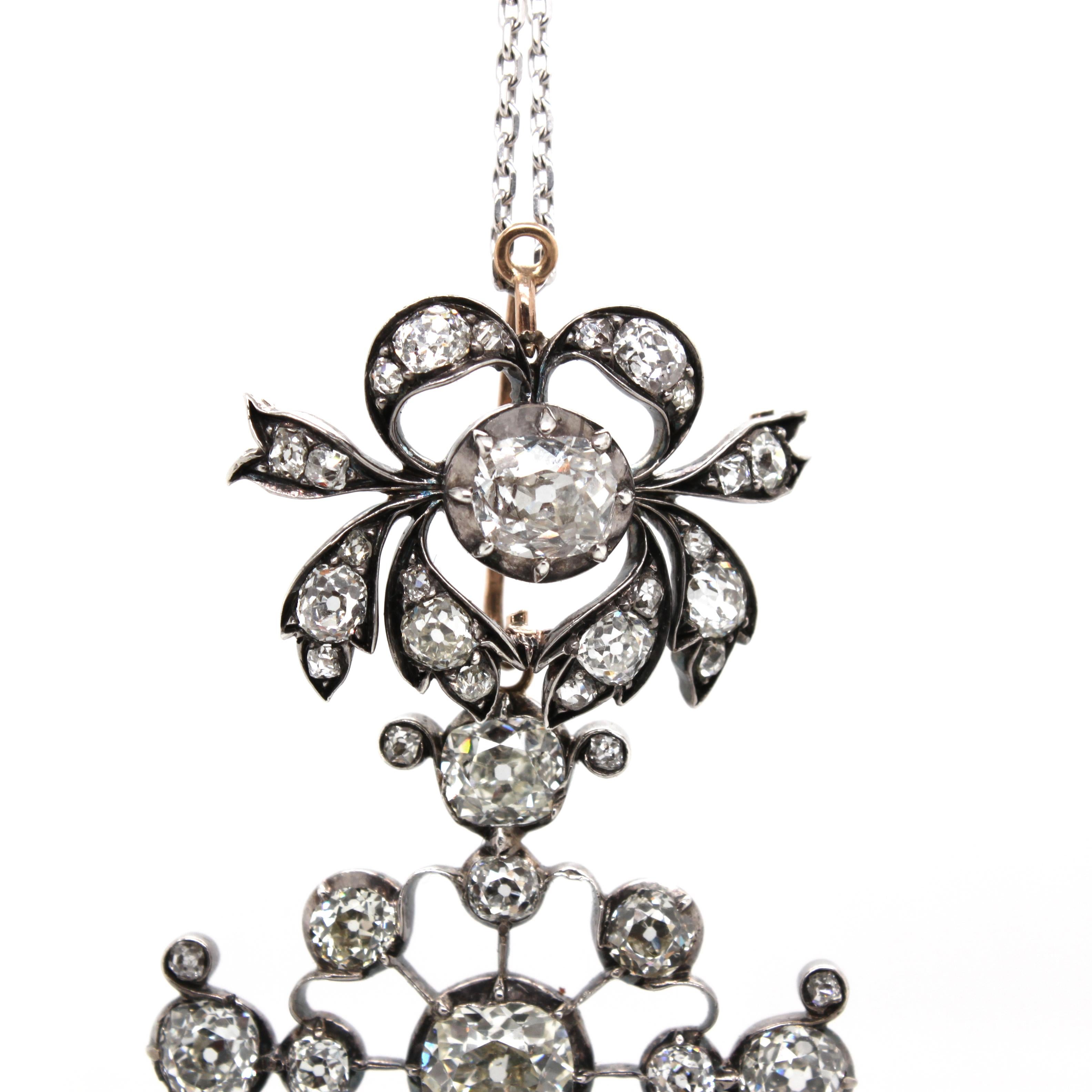 Important Victorian Diamond Cross Pendant, circa 1880s In Excellent Condition In Idar-Oberstein, DE