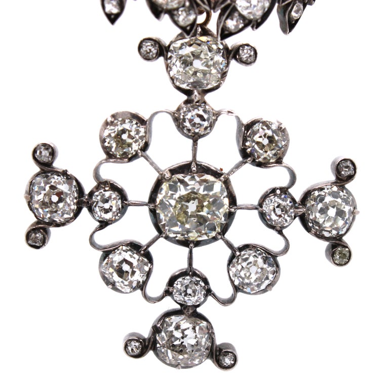 Women's or Men's Important Victorian Diamond Cross Pendant, circa 1880s For Sale