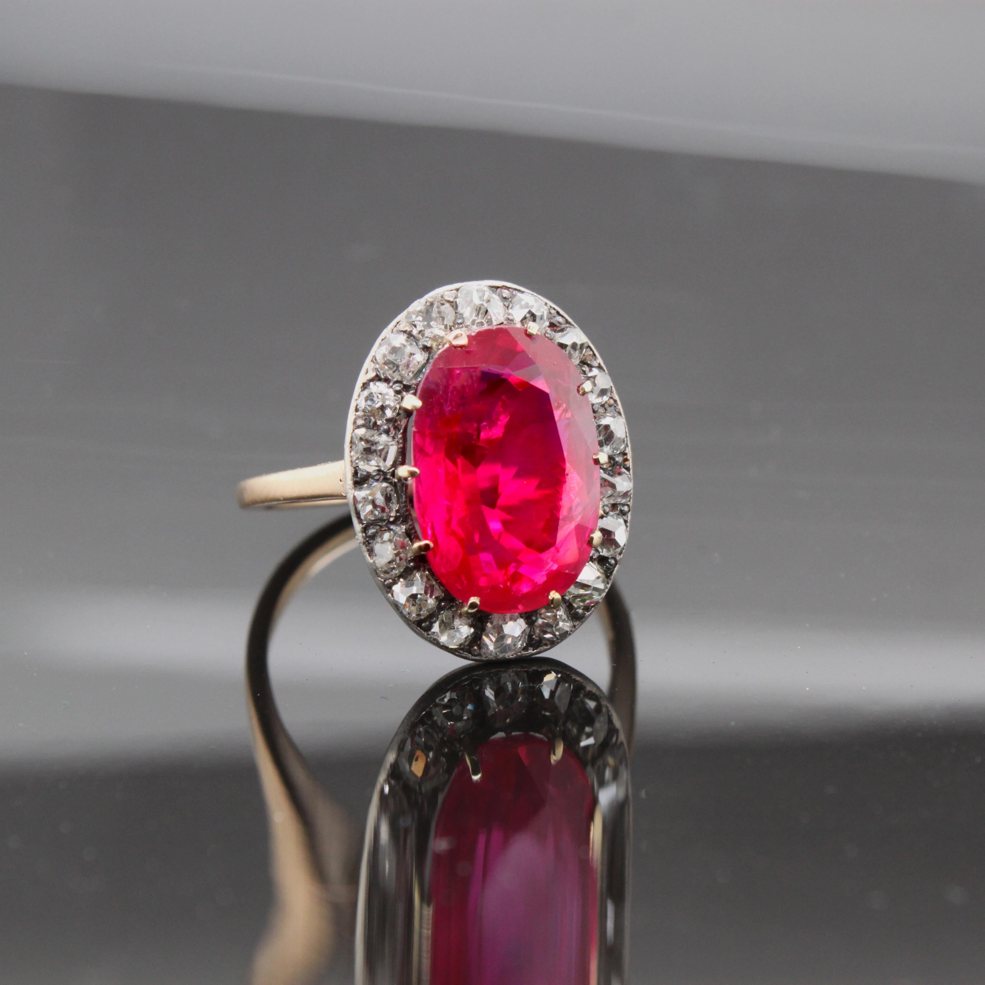 Women's or Men's Important Victorian Natural Burmese Ruby '6 Carat' and Diamond Ring, circa 1890s