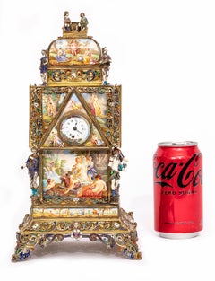 Importante horloge figurative viennoise en argent et émail, signée Karl Böhm