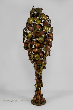 Important "Vine" floor lamp in patinated metal, Hollywood Regency, Circa 1960