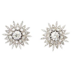 Importanti orecchini vintage degli anni '60/'70 in oro bianco 18 ct con diamanti