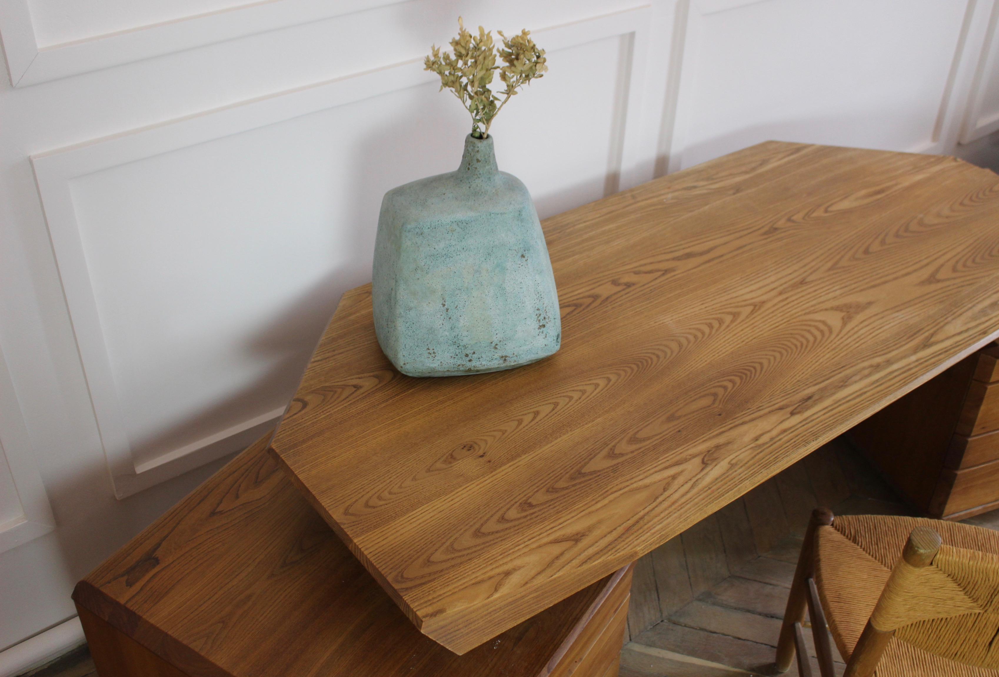 Late 20th Century Important Vintage Pierre Chapo Desk, Model B40, in Solid Elm, 1980 For Sale