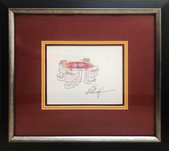 Important Vladimir Kagan Documented Mosaic Dining Set with Signed Sketch