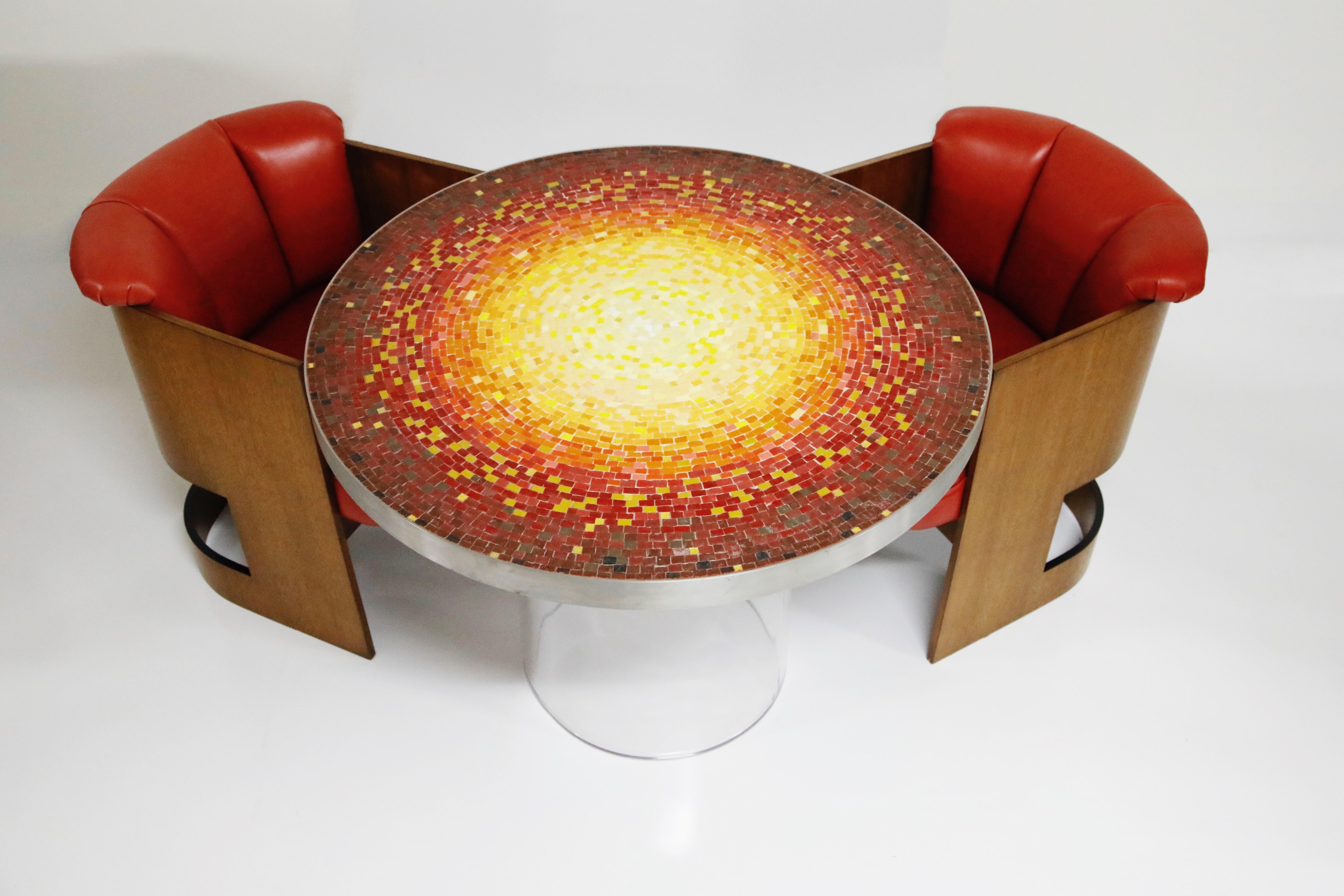 Modern Important Vladimir Kagan Documented Mosaic Dining Set with Signed Sketch