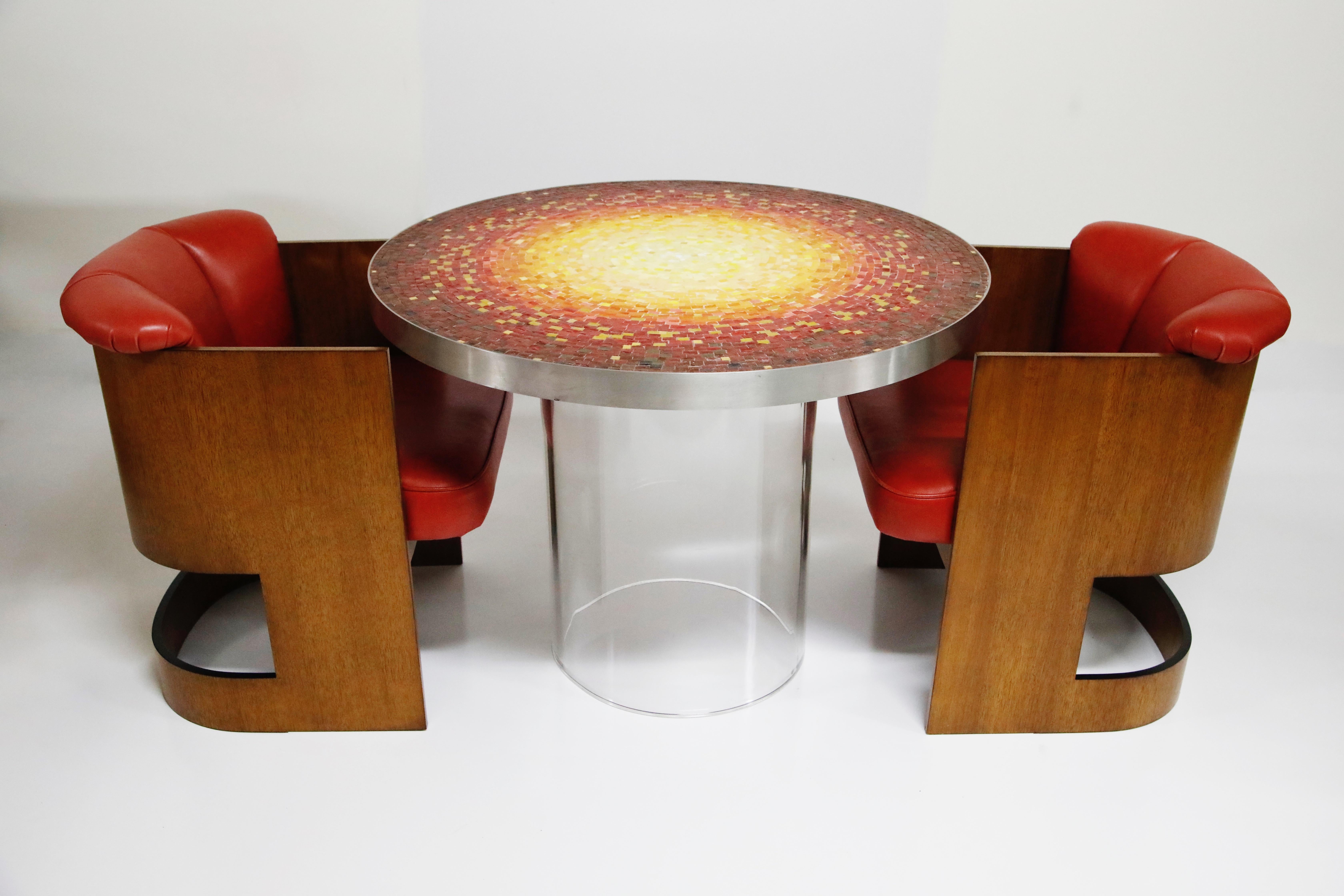 American Important Vladimir Kagan Documented Mosaic Dining Set with Signed Sketch