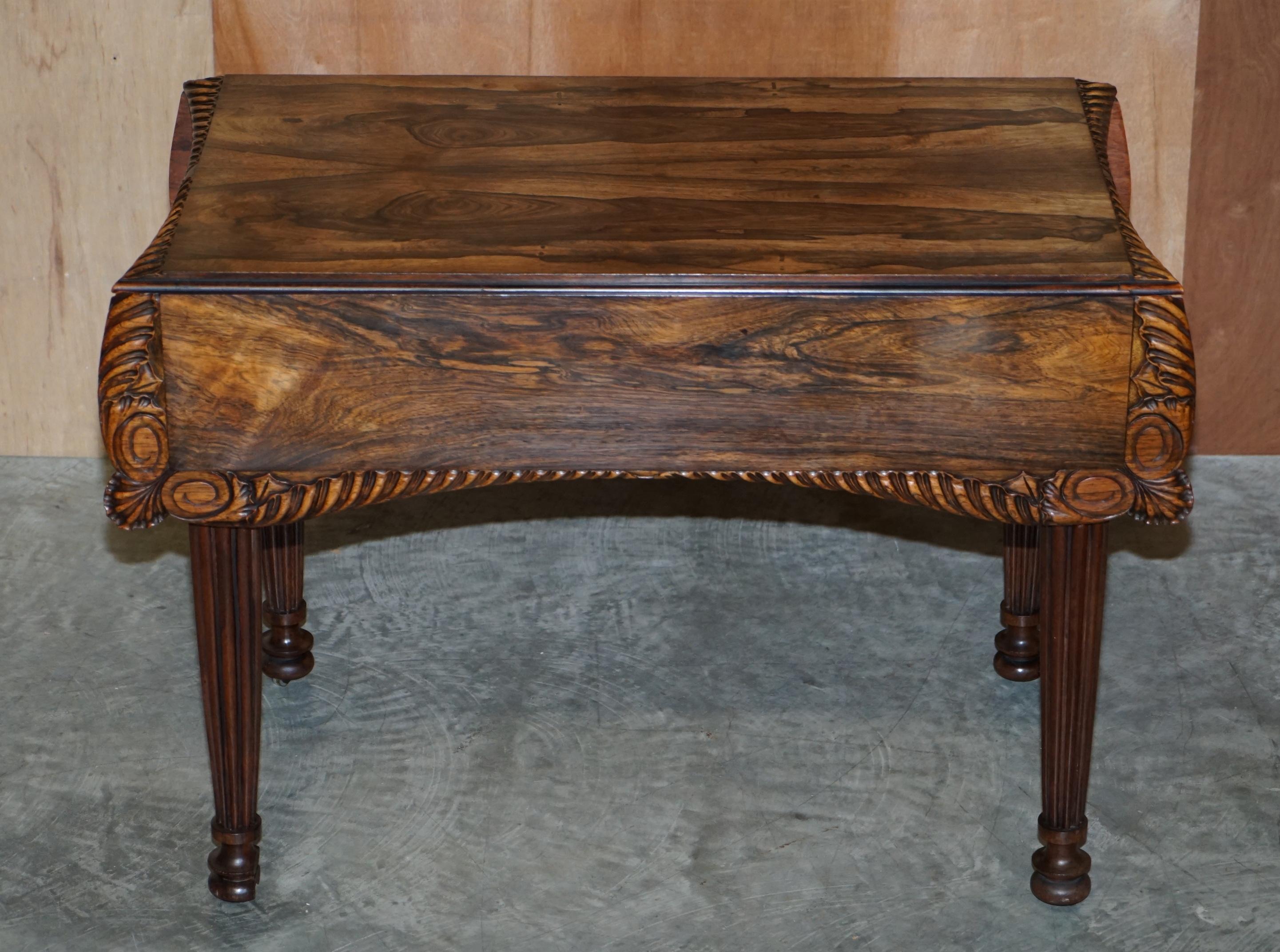 William IV Important William iv circa 1830 Pembroke Extending Table Exquisite Carved Timber For Sale