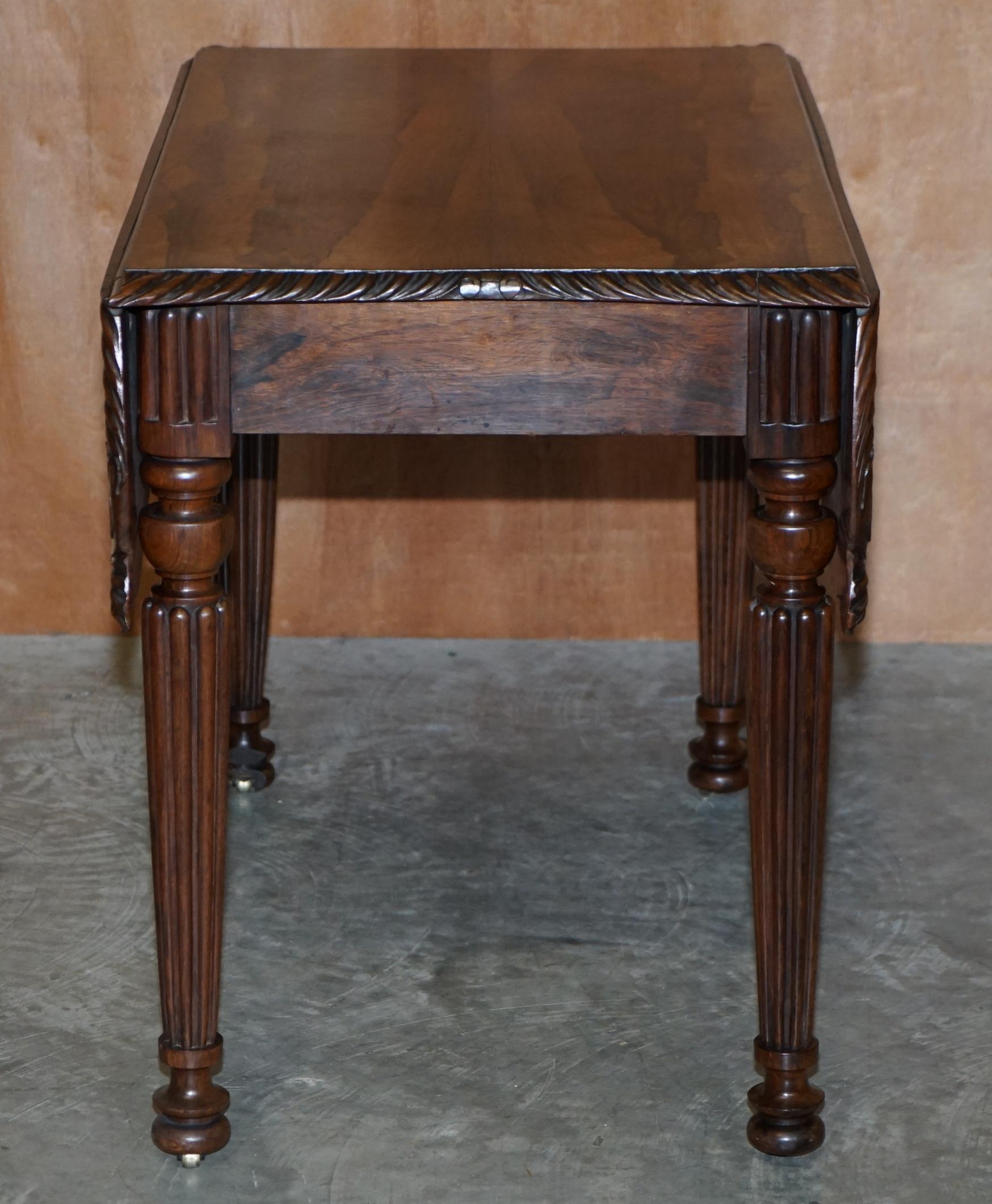 Hardwood Important William iv circa 1830 Pembroke Extending Table Exquisite Carved Timber For Sale