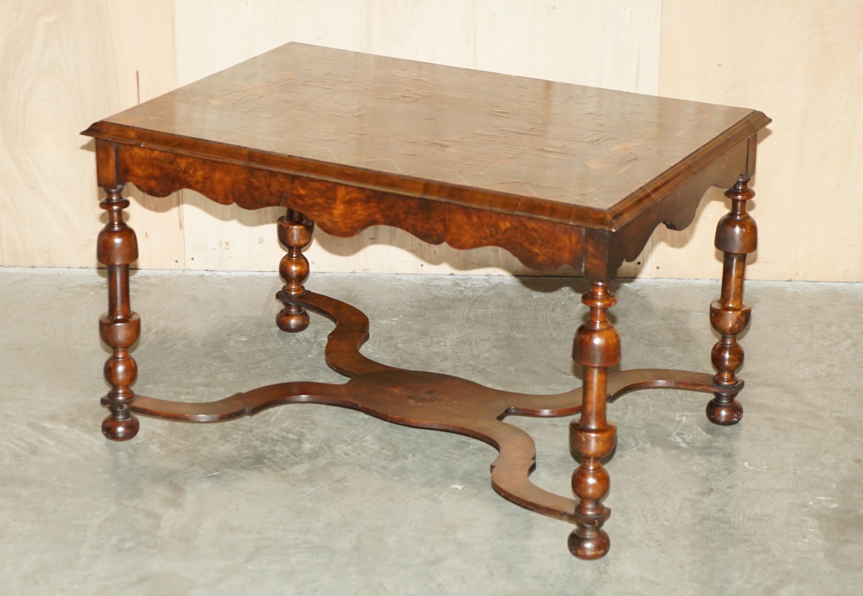 Royal House Antiques

Royal House Antiques is delighted to offer for sale this exquisite, hand made in England, William & Mary circa 1700 Oyster and Laburnum wood and Burr Walnut centre table on a oak frame which has been fully restored and French