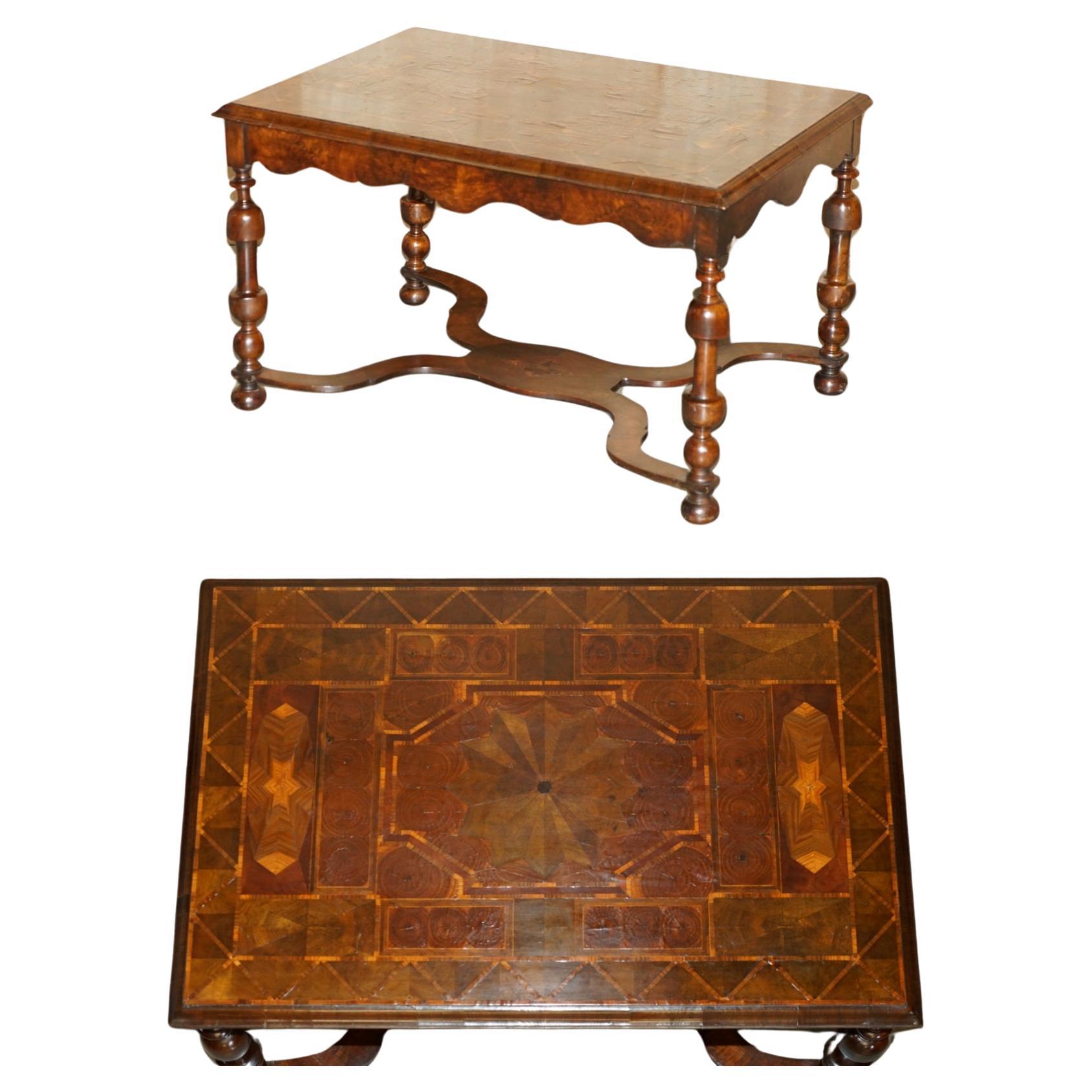 IMPORTANT WiLLIAM & MARY FULLY RESTORED OYSTER LABURNUM WOOD CENTRE TABLE For Sale