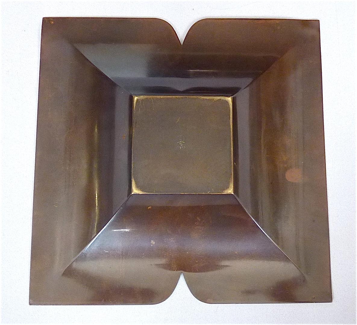 Important WMF Ikora Square Green Brass Bowl Paul Haustein Art Deco Bauhaus 1930s 3