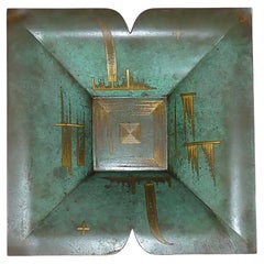 Important bol carré vert en laiton WMF Ikora Paul Haustein Art Déco Bauhaus 1930s