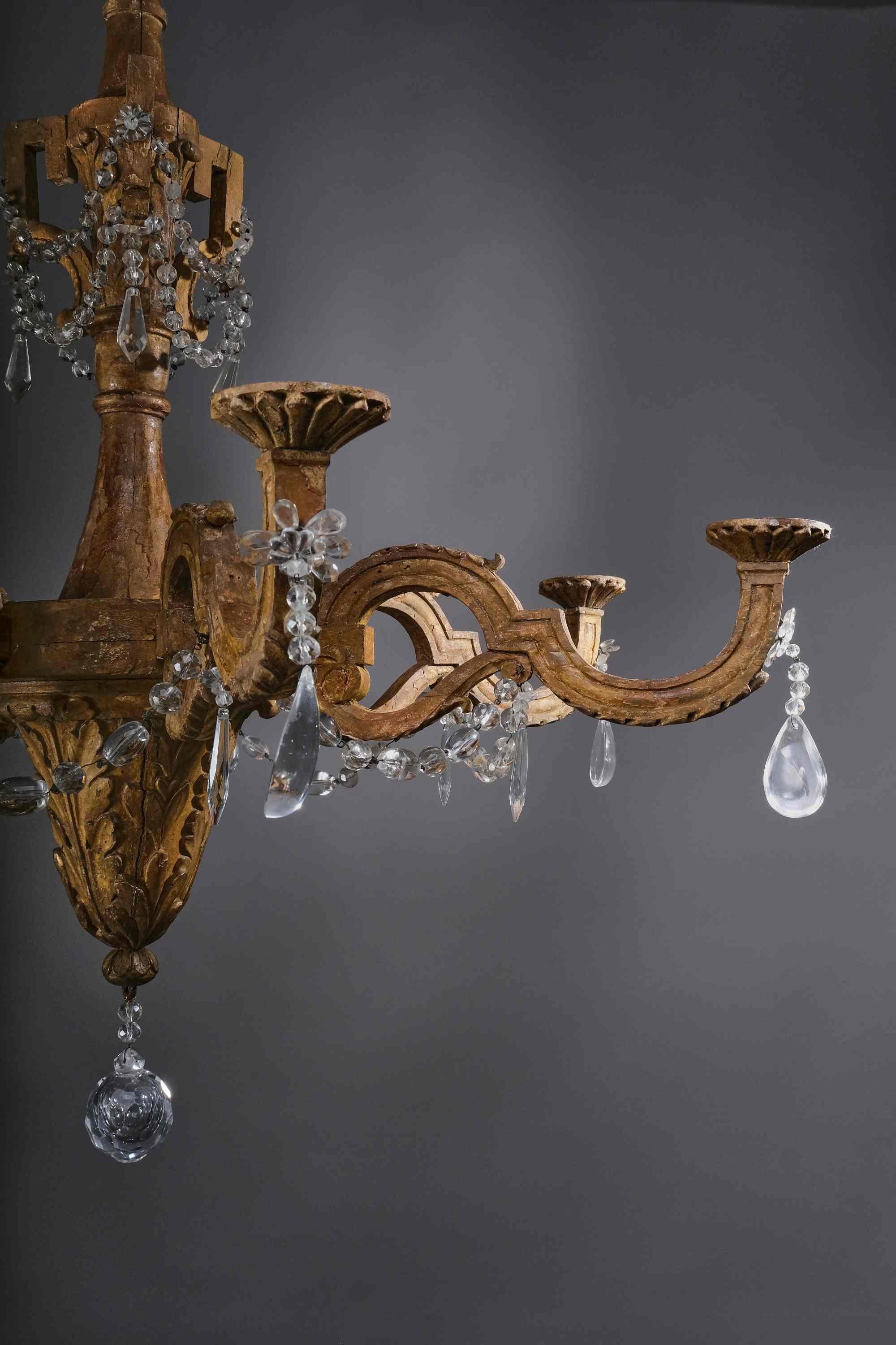 Italian Important woodcarved and gilted Louis XVI chandelier, Italy, late 18th century