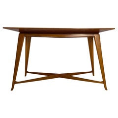 Importante mesa de centro de madera, estilo Gio Ponti, Italia años 50