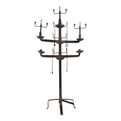 Vintage Important Wrought Iron Candleholder, 1950, 7-Light, Representing 3 Ethnic