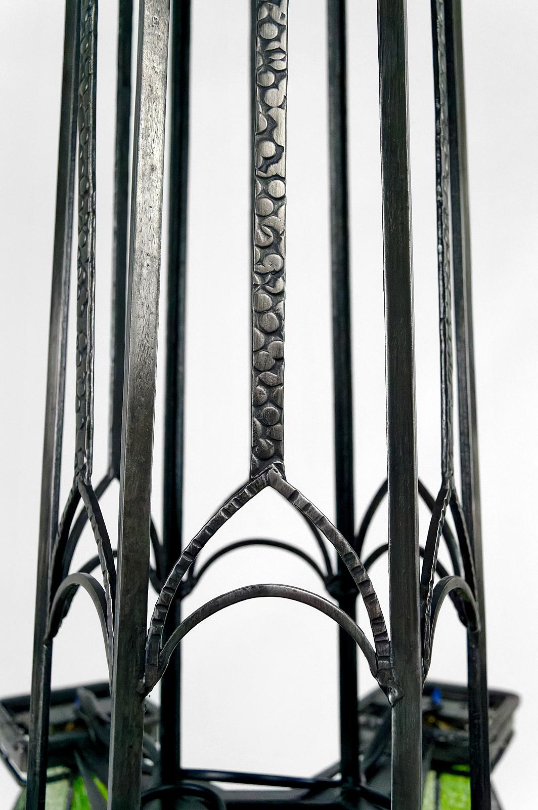 Important wrought iron chandelier, Gothic Art Deco , France, Circa 1920 For Sale 6