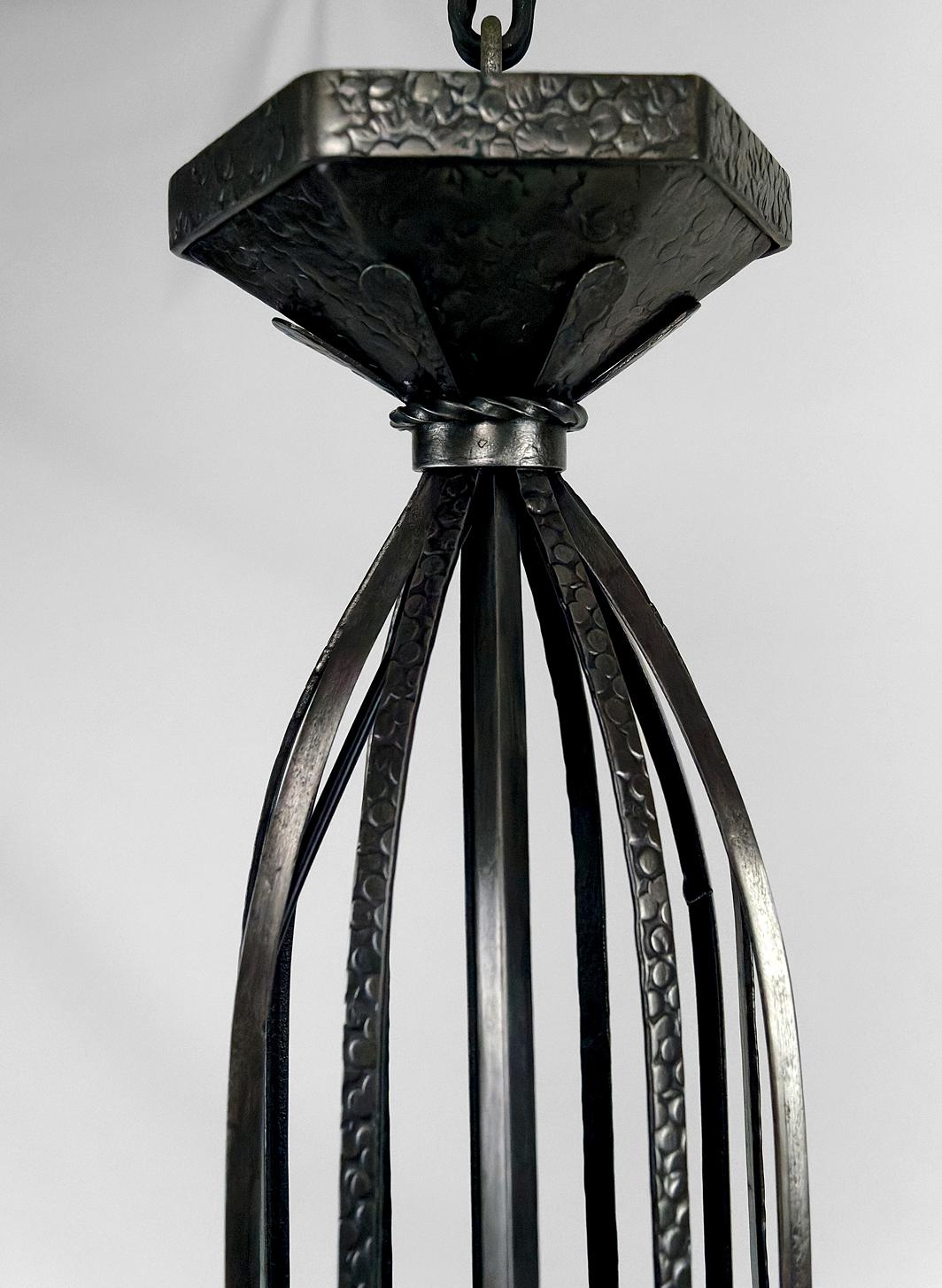 Important wrought iron chandelier, Gothic Art Deco , France, Circa 1920 For Sale 9