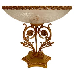 Importante centrotavola italiano di lusso in cristallo e bronzo dorato XX secolo