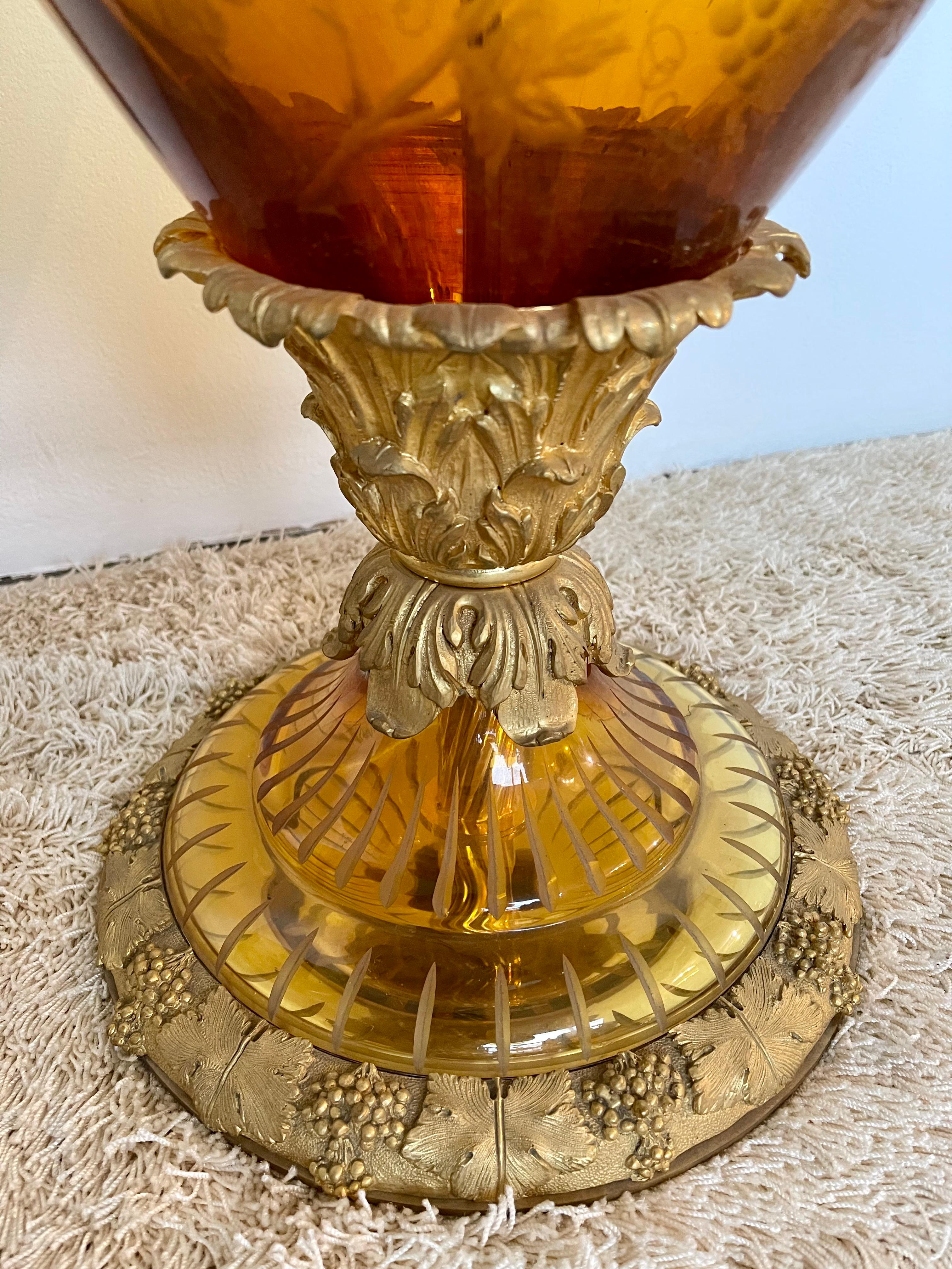 Importante coppia di anfore in bronzo e cristallo di lusso in oro 24klt di DR in vendita 2