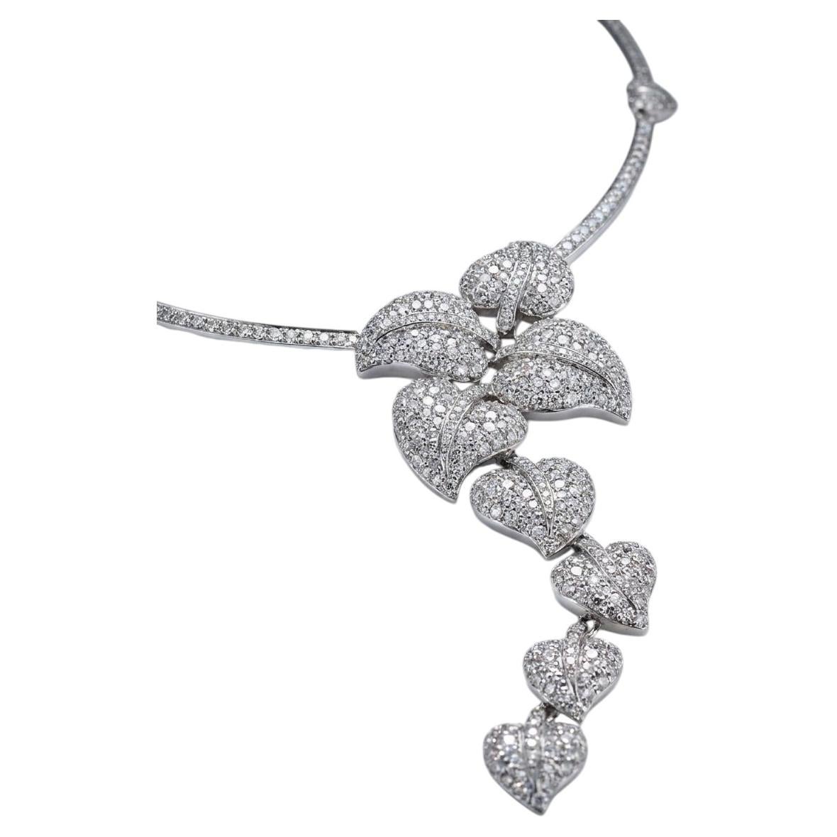 Collar de diamantes de oro blanco de 18 quilates de Fratelli Coppini, 18,02 ct, Italia en venta