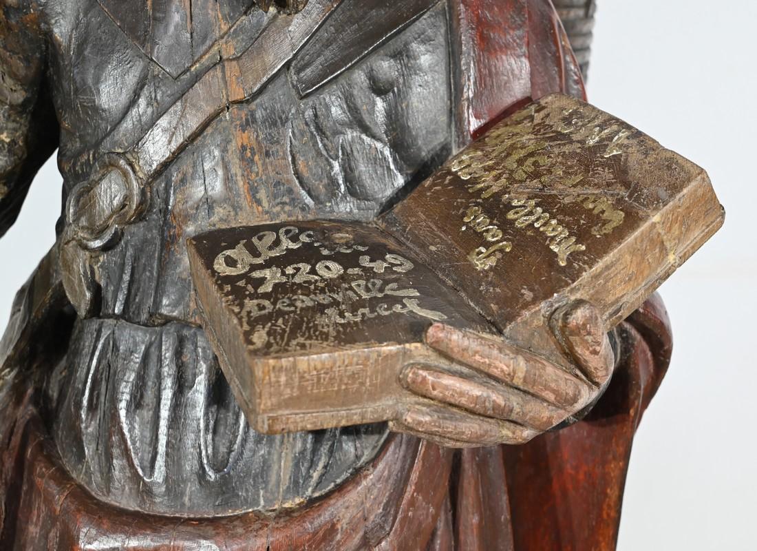 Importante scultura di San Giacomo in legno di quercia policromato - XVIII secolo in vendita 4