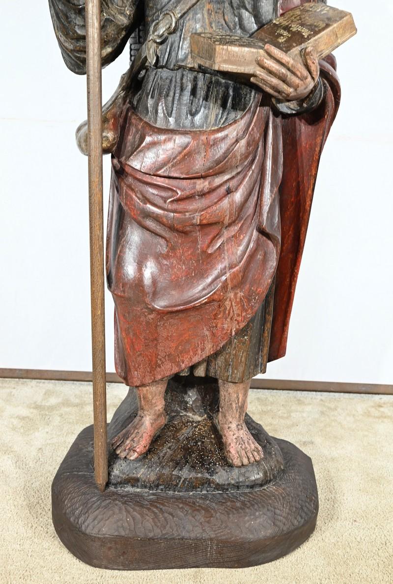 Importante scultura di San Giacomo in legno di quercia policromato - XVIII secolo in vendita 8