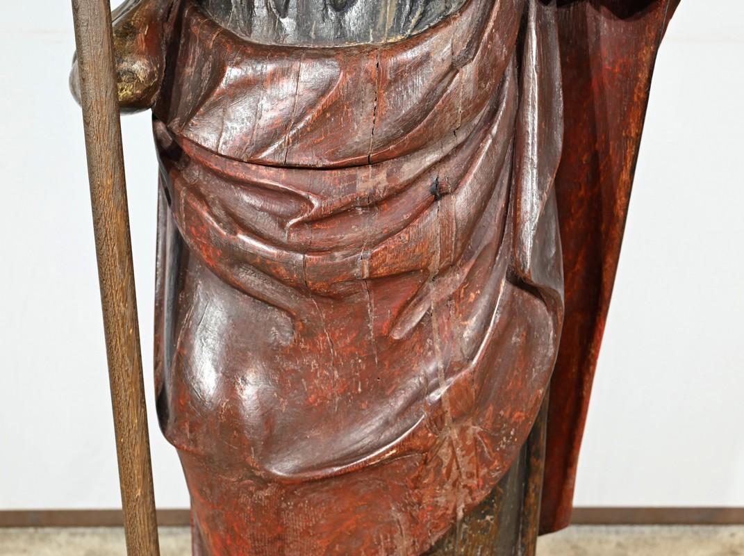 Importante scultura di San Giacomo in legno di quercia policromato - XVIII secolo in vendita 10