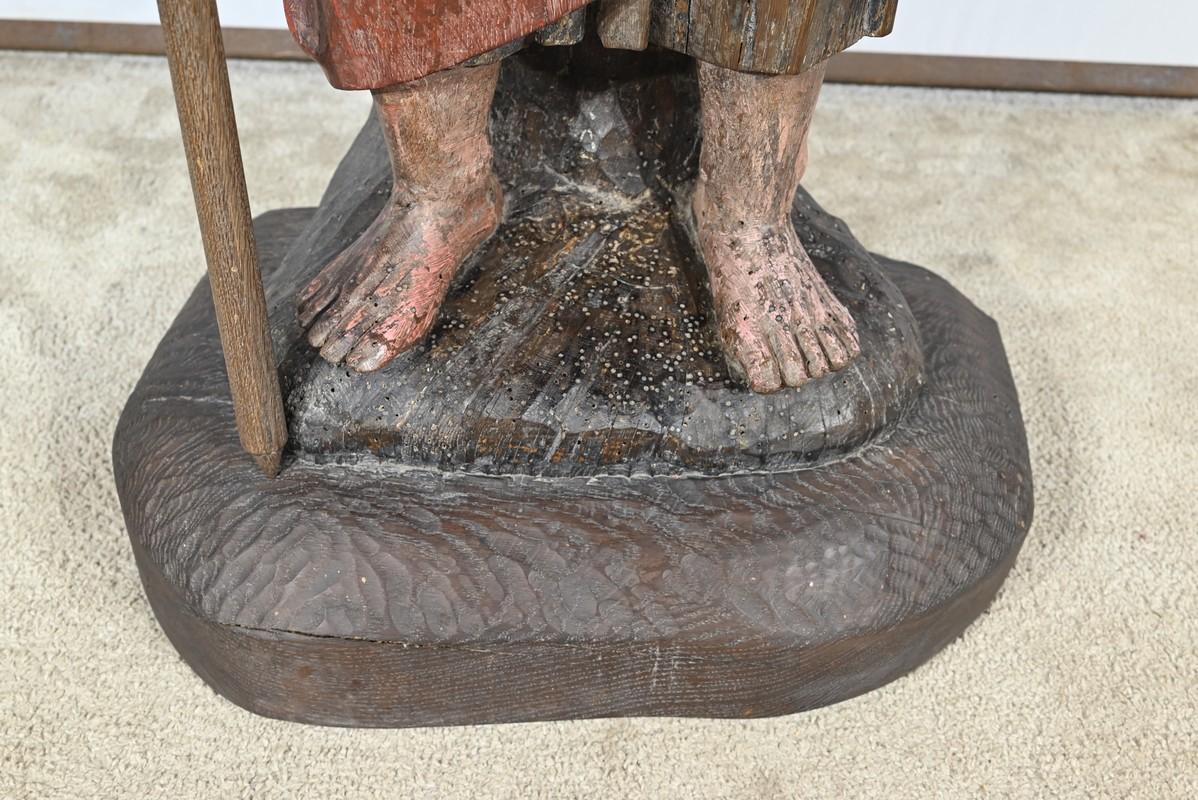Importante scultura di San Giacomo in legno di quercia policromato - XVIII secolo in vendita 11