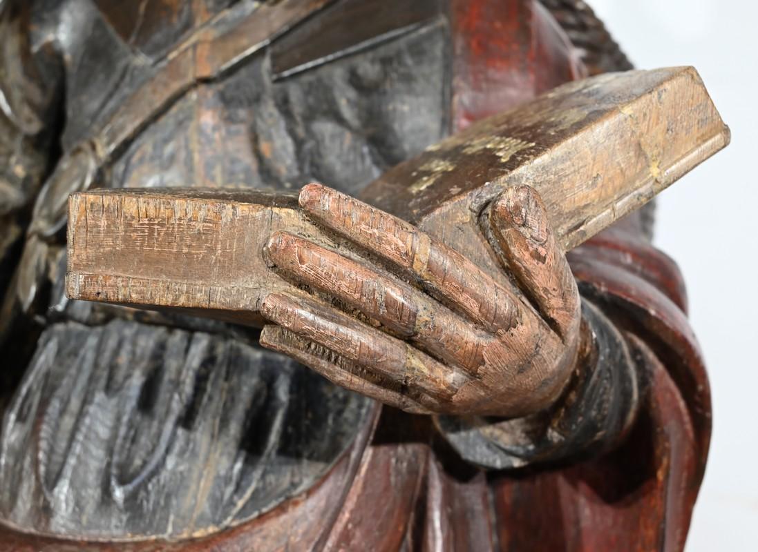 Importante scultura di San Giacomo in legno di quercia policromato - XVIII secolo in vendita 3