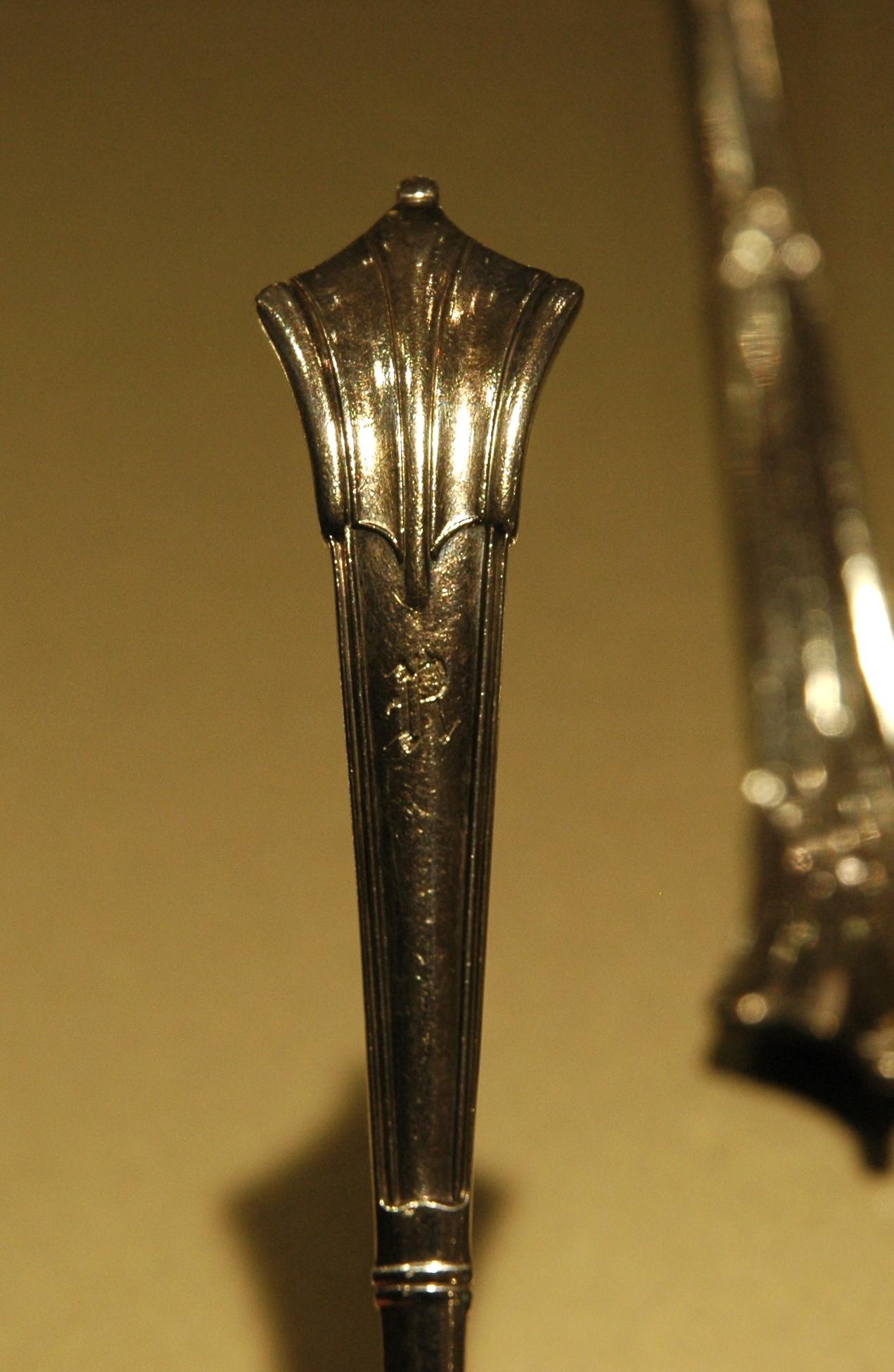 Important antique silver cutlery service with storage cabinet For Sale 4