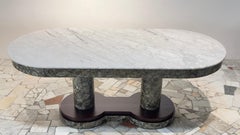 Important Italian dining table made of Carrara marble and mother-of-pearl from the 1980s