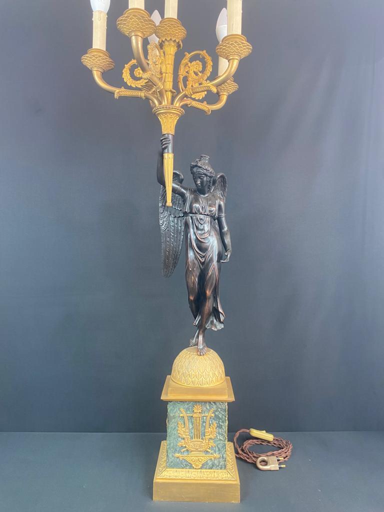 French Importante Torchere (108cm) - Bronze And Marble - Pp Thomire (attb.) - Empire -  For Sale