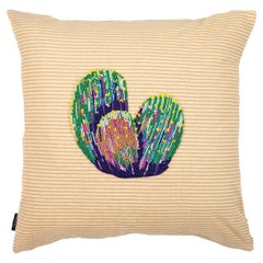 Imported Linen with hand embroidered applique - CACTUS by Mar de Doce