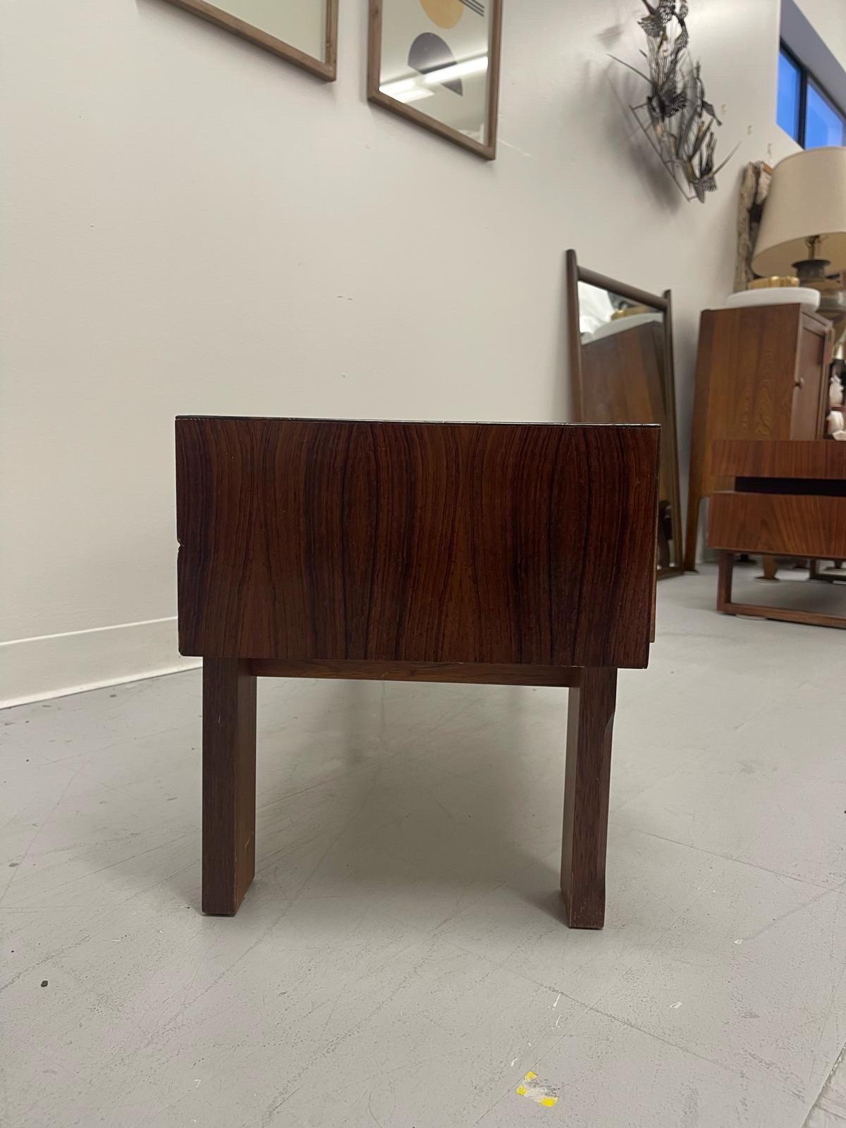 Imported Vintage Danish Modern Rosewood Low Console Coffee Table with wood inlay For Sale 3