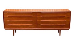 Imported Vintage Danish Modern Solid Teak 8 Drawer Dresser Dovetail Drawers
